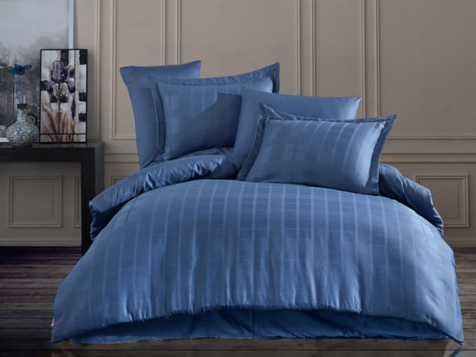 Комплект постільної білизни Hobby Exclusive Sateen Diamond Ekose 200х220 см/50х70 см 2 шт./2х70х70 Синій