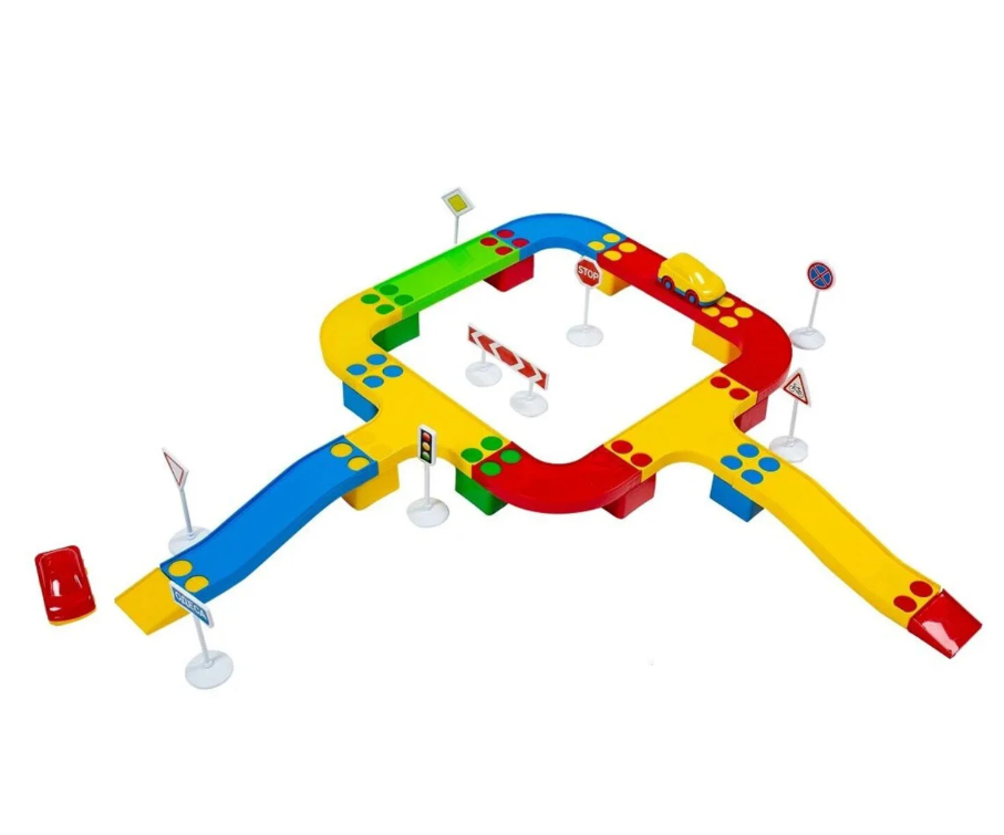 Конструктор игровой Цветная дорога №2 Bamsic дорожные знаки 33 детали (82186)