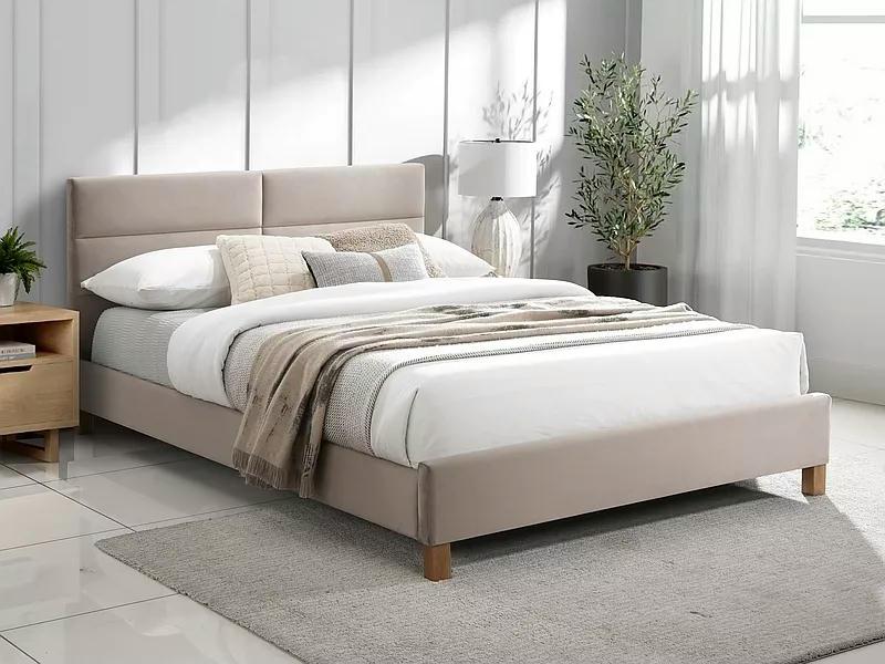 Кровать полуторная Signal SIERRA VELVET/TAP. BLUVEL 28 140x200 см Бежевый/Дуб (SIERRAV140BED)