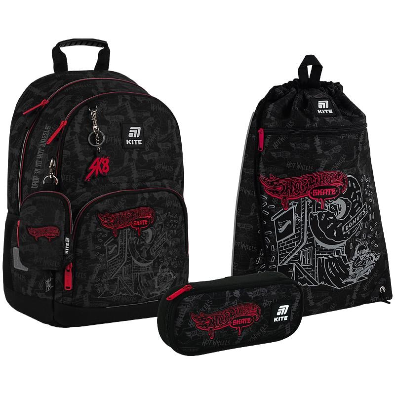 Школьный набор KITE Education Hot Wheels Skate SET_HW25-585M рюкзак/пенал/сумка