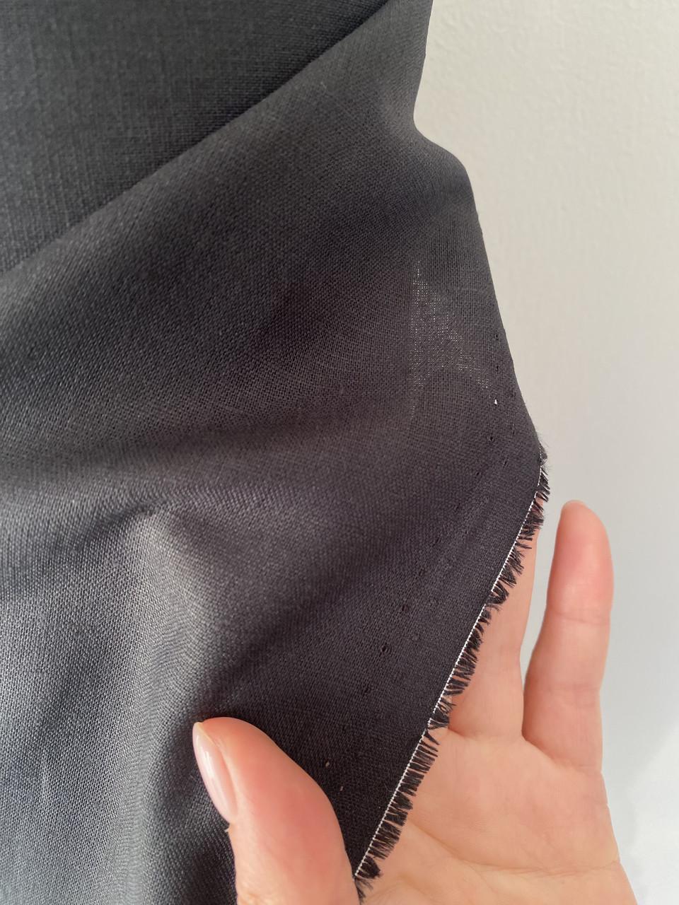 Тканина LINEN PLUS 50% льону та 50% бавовни 143 см 948/147 Чорний - фото 2