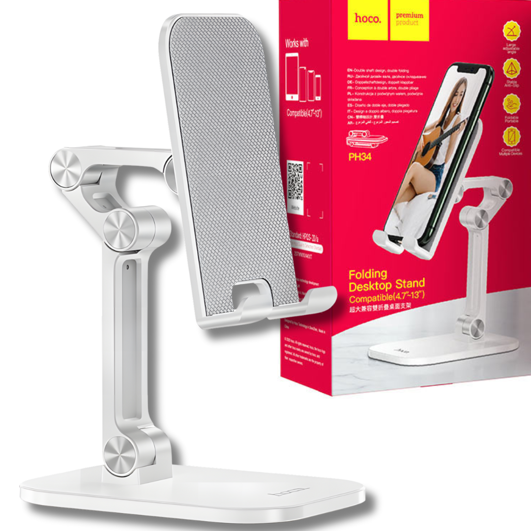 Подставка-держатель для гаджета Hoco универсальная настольная складная 13" Белый (PH34)