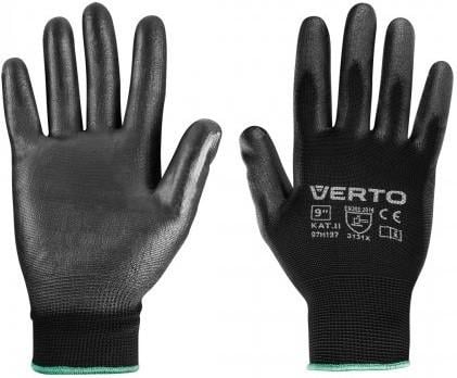 Перчатки рабочие Verto полиуретановое покрытие р. 9 Черный (97H137)