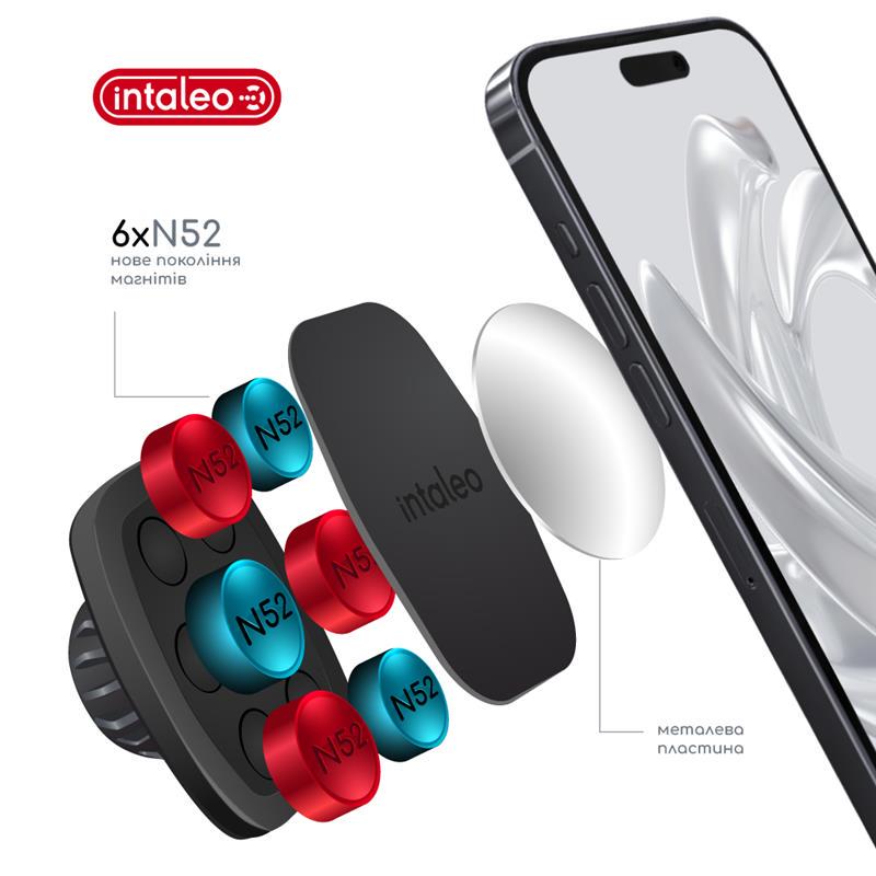 Держатель автомобильный Intaleo CM05GG 6xN52 магнитный на дефлектор Black (1283126576003) - фото 3 Держатель автомобильный Intaleo CM05GG 6xN52 магнитный на дефлектор Black (1283126576003) - фото 3