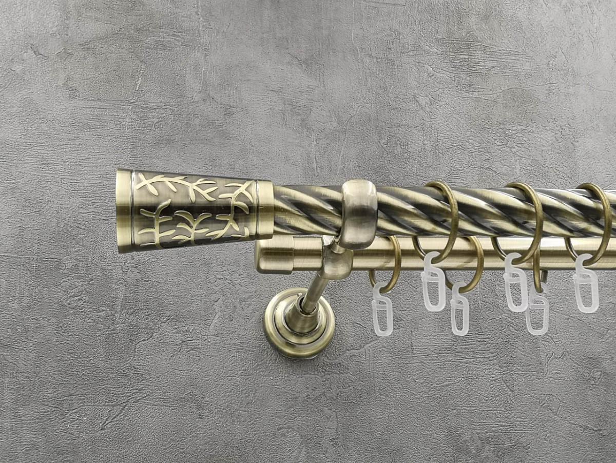 Карниз Quadrum Севілія кручена штанга подвійний відкритий 25/19 мм 320 см Антик (262046606)