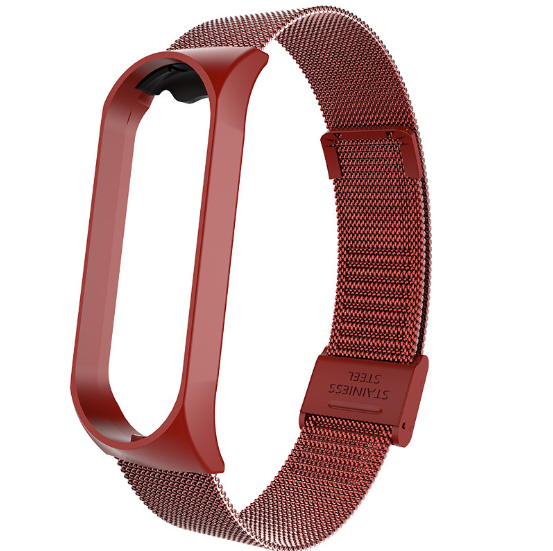 Ремешок для смарт-часов Xiaomi Mi Band 4/3 Milanese Buckle миланская петля на застежке металлический Красный (2241P)