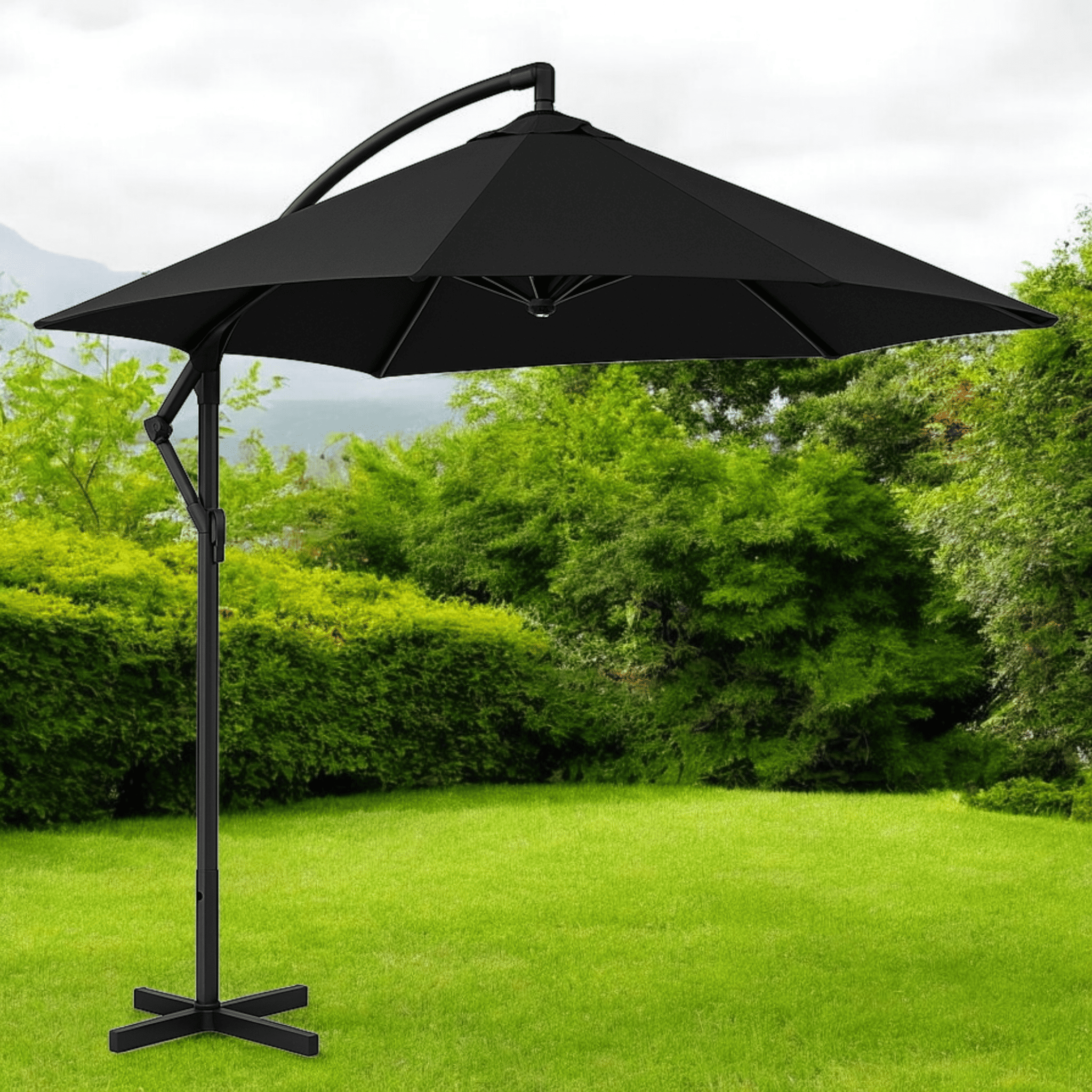 Садова парасолька WCG з поліестеру сталевою рамою регульований кут нахилу з чохлом 2,5х2,5 м Чорний (W-7055BL1)