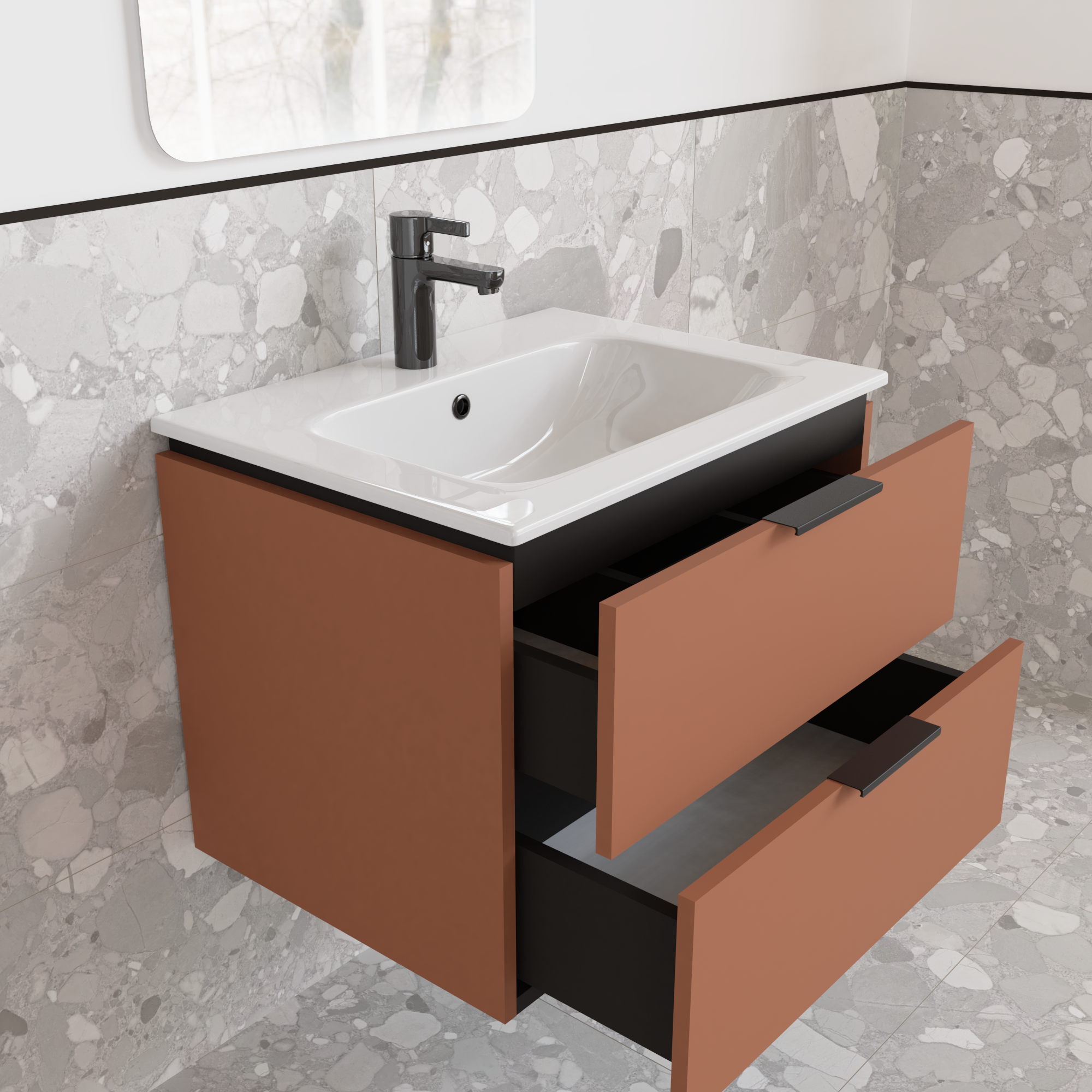 Тумба підвісна з раковиною MVK Vostok Icon 60 В2 600х450х530 мм Сахара (p260skh) - фото 3