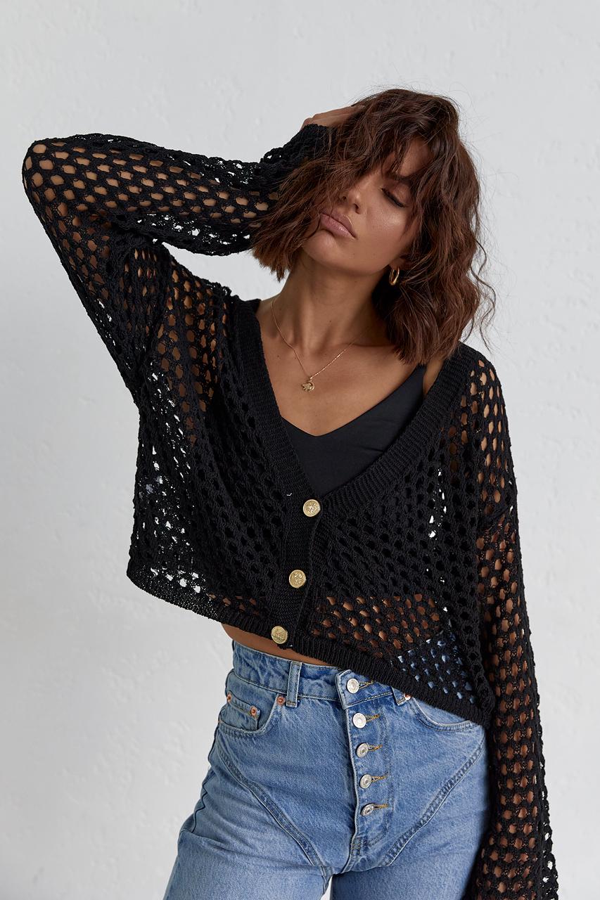 Кардиган укороченный на пуговицах L Черный (11092654) Кардиган укороченный на пуговицах L Черный (11092654)