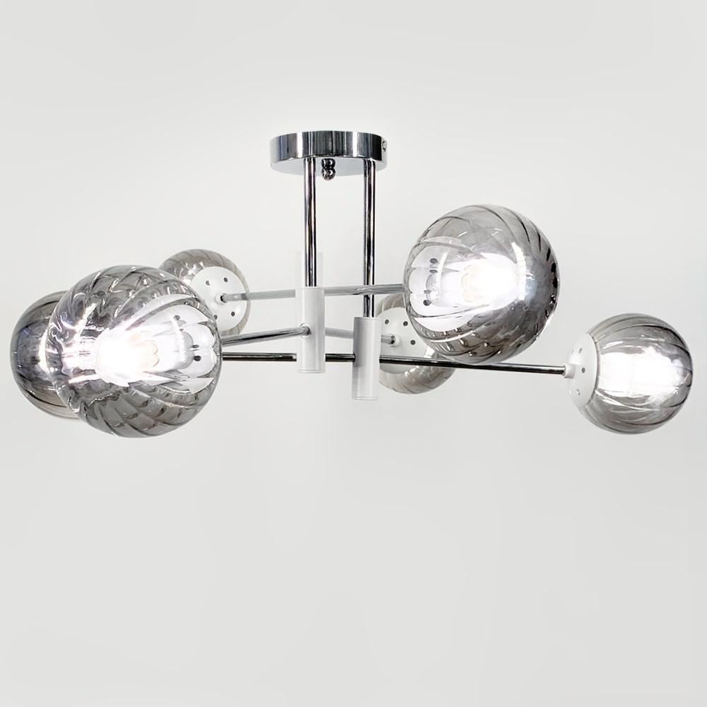 Люстра с белой фурнитурой на 6 графитовых плафонов Ø 70 см (51797/6 CH+WT+GR) - фото 1 Люстра с белой фурнитурой на 6 графитовых плафонов Ø 70 см (51797/6 CH+WT+GR) - фото 1