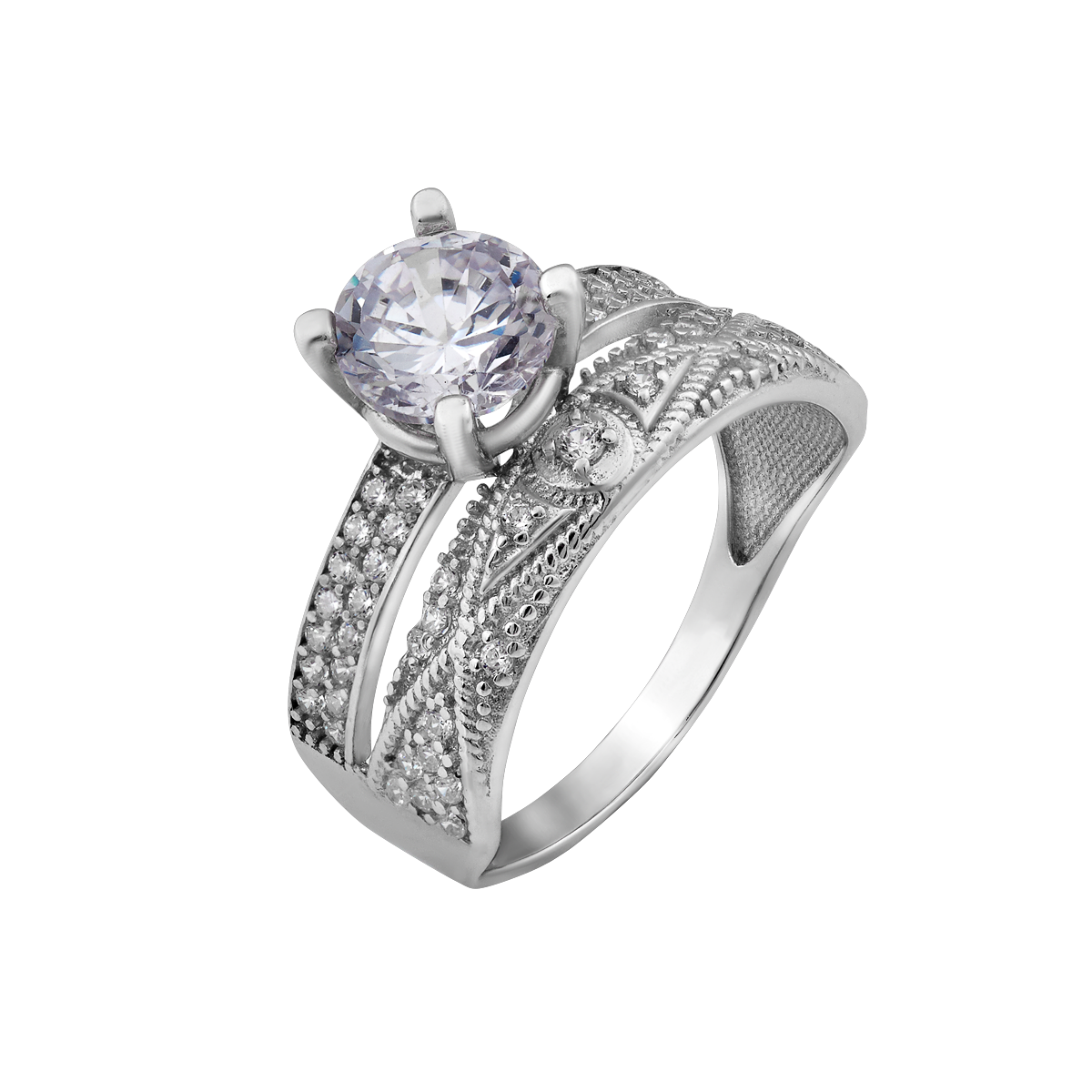 Кольцо серебряное с восточным орнаментом и фианитами р. 18