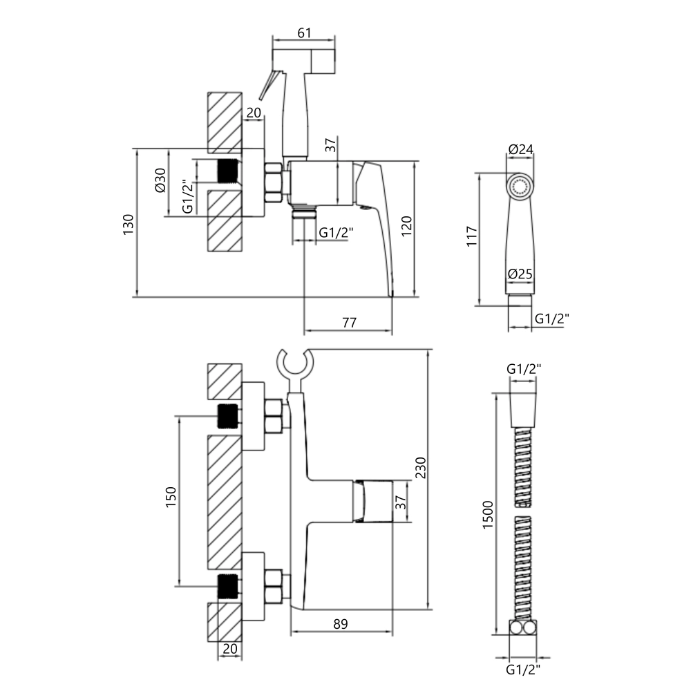 Смеситель для гигиенического душа Qtap Tern k30 Chrome (47590) - фото 2 Смеситель для гигиенического душа Qtap Tern k30 Chrome (47590) - фото 2