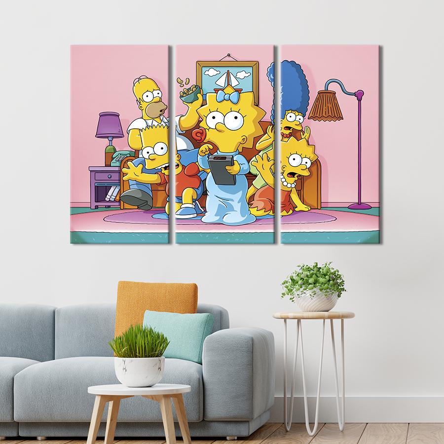 Модульная картина триптих Семья Симпсонов 128x81 см (739-31)