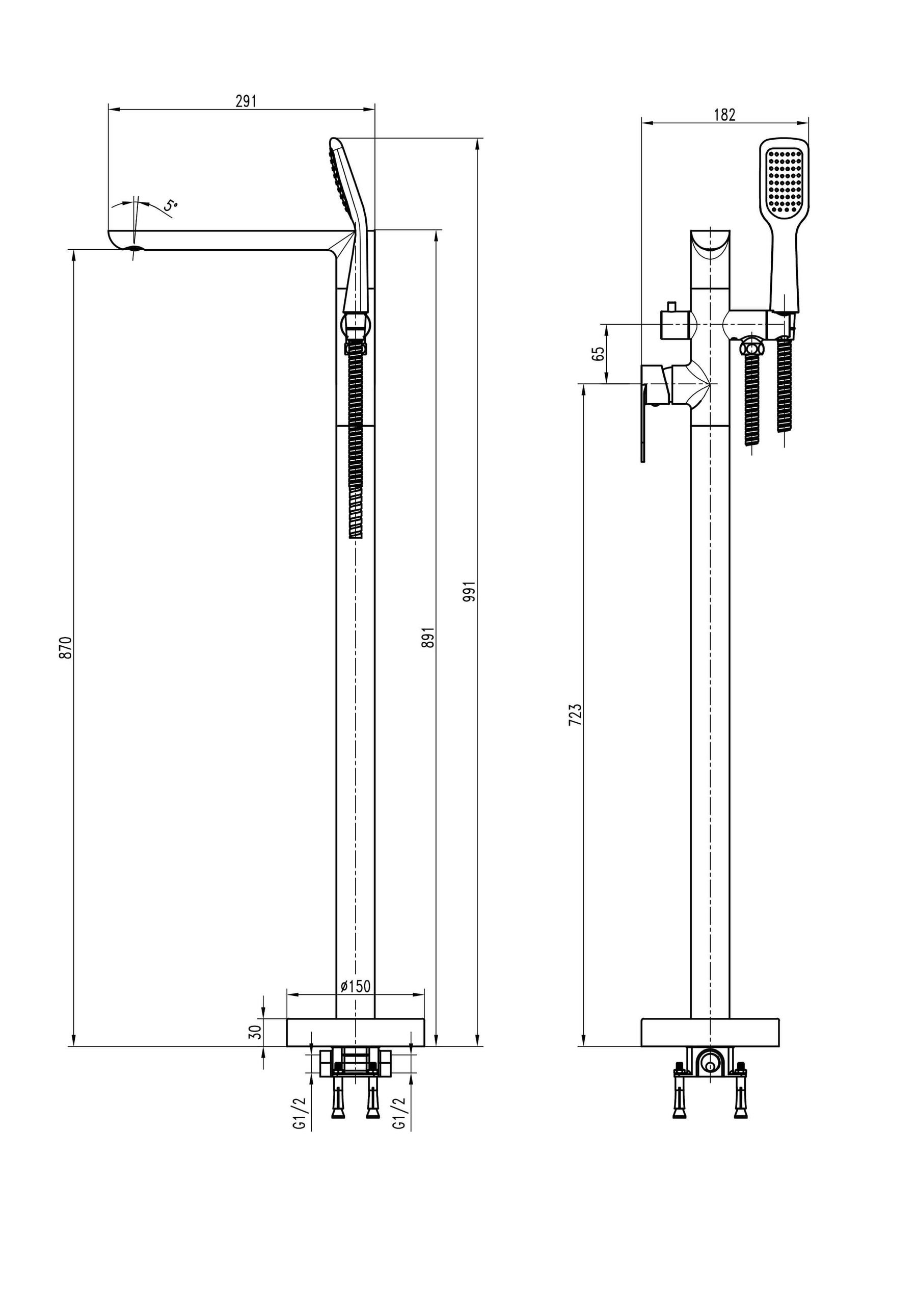 Змішувач для ванни Topaz BARTS TB 07113-H36 - фото 3