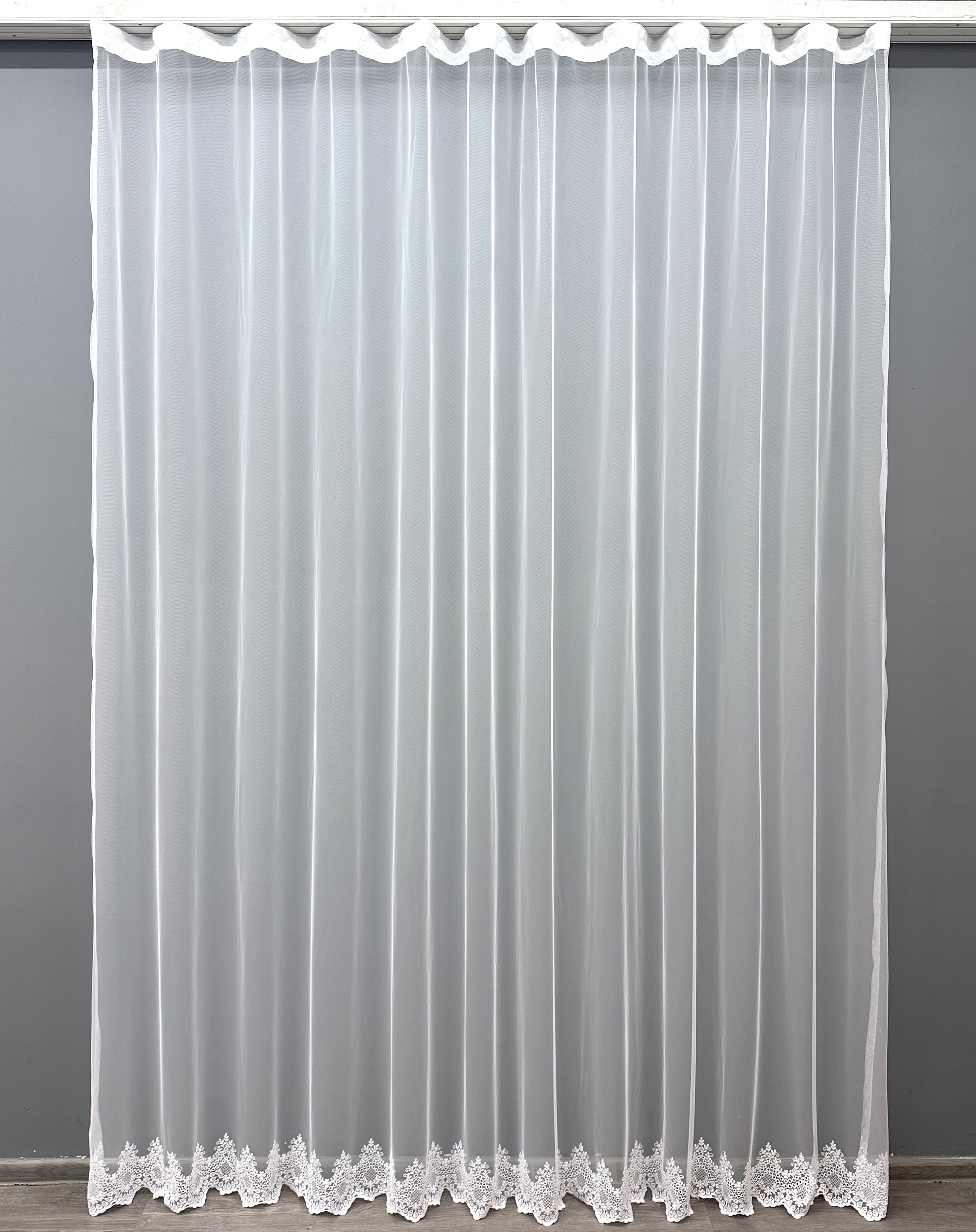 Тюль VR-Textil 1629т Грек-сетка с вышивкой и люрексом 300х270 см Белый (42-0593)