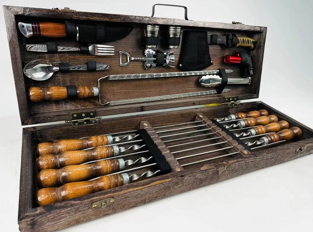 Набор шампуров в кейсе Гриль-2 (21-10-KS-7602) - фото 4 Набор шампуров в кейсе Гриль-2 (21-10-KS-7602) - фото 4