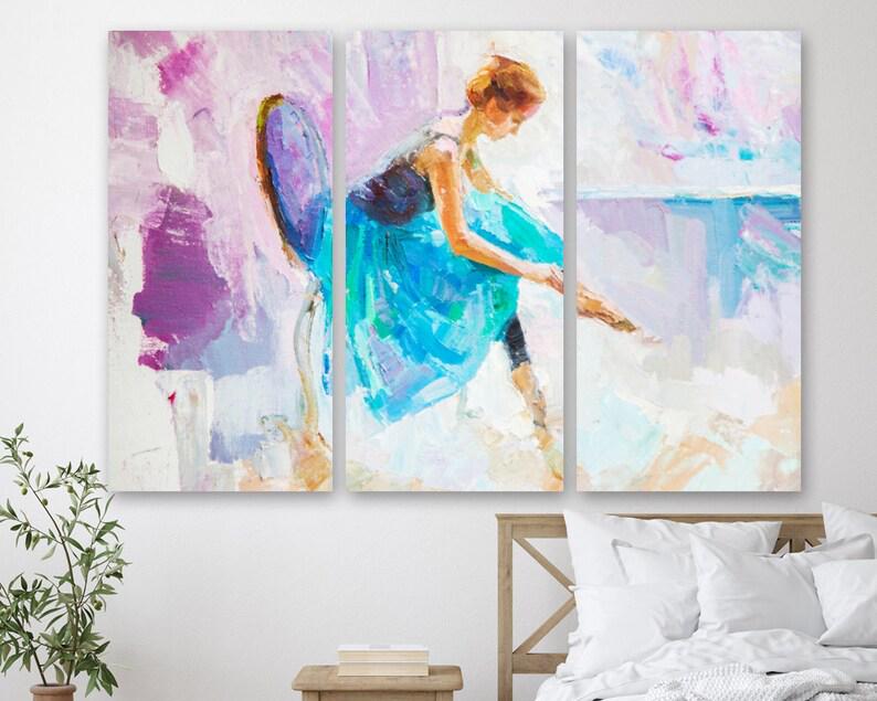 Модульная картина на холсте из трех частей KIL Art Красочная балерина 78x48 см (M3_M_385)