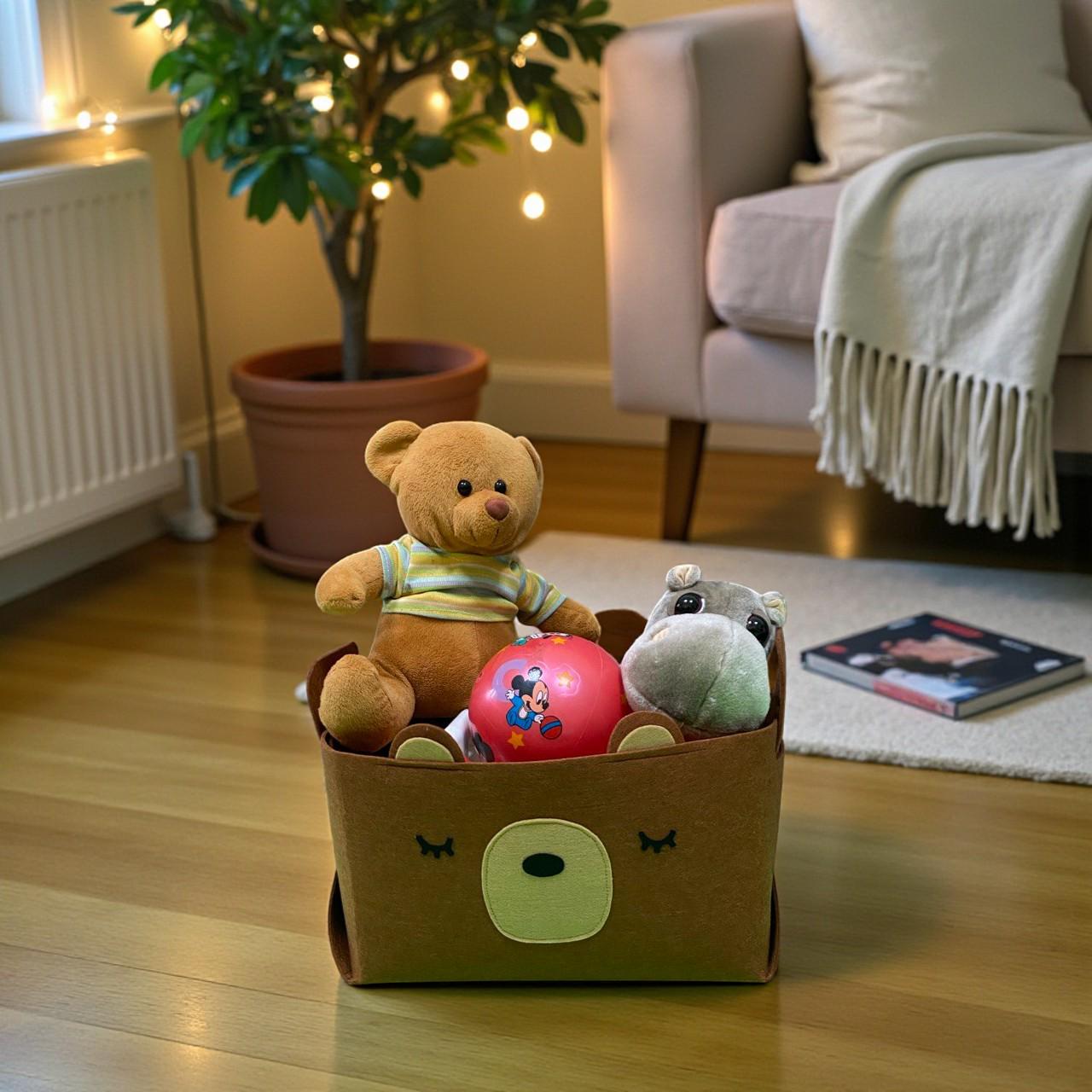 Корзина для игрушек из фетра Медвежонок 37х24х22 см (30484077) - фото 6