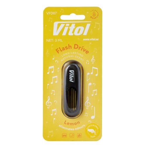 Освежитель воздуха Vitol Flash Drive на дефлектор Lemon (00000063335)