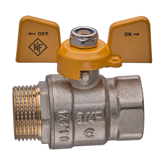 Кран шаровой Nolf classic NFC.722-08-3/4" FM ГШМ В/С ручка бабочка латунь Желтый (OL-NF3130)