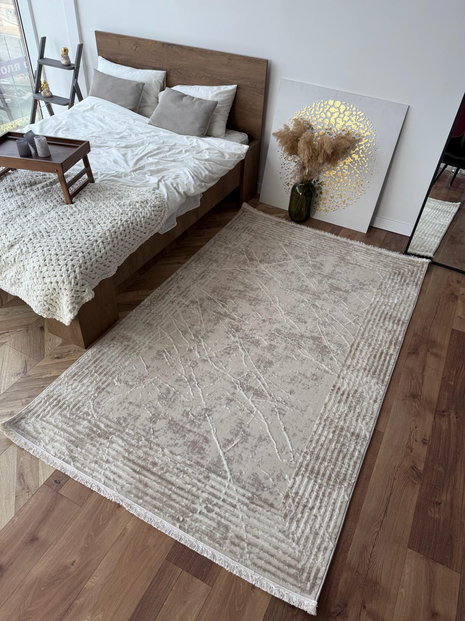 Ковер 3D с геометрическим рисунком 120/180 прямоугольный Бежевый