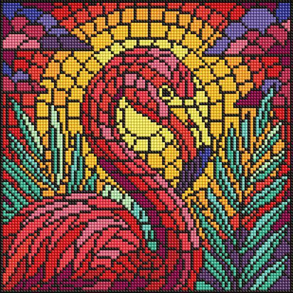 Алмазная мозаика Ideyka Витраж Фламинго 30x30 см (Id-AMO8318)