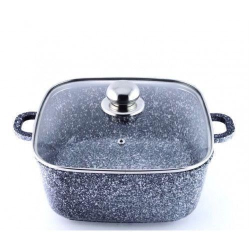 Кастрюля алюминиевая мраморное покрытие со стеклянной крышкой 7 л (24957121)
