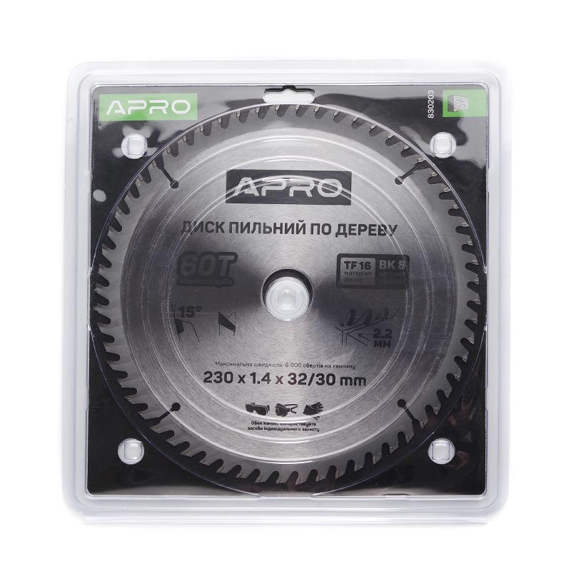 Пильный диск по дереву Apro 230х32/30х60Т (830203) - фото 2 Пильный диск по дереву Apro 230х32/30х60Т (830203) - фото 2