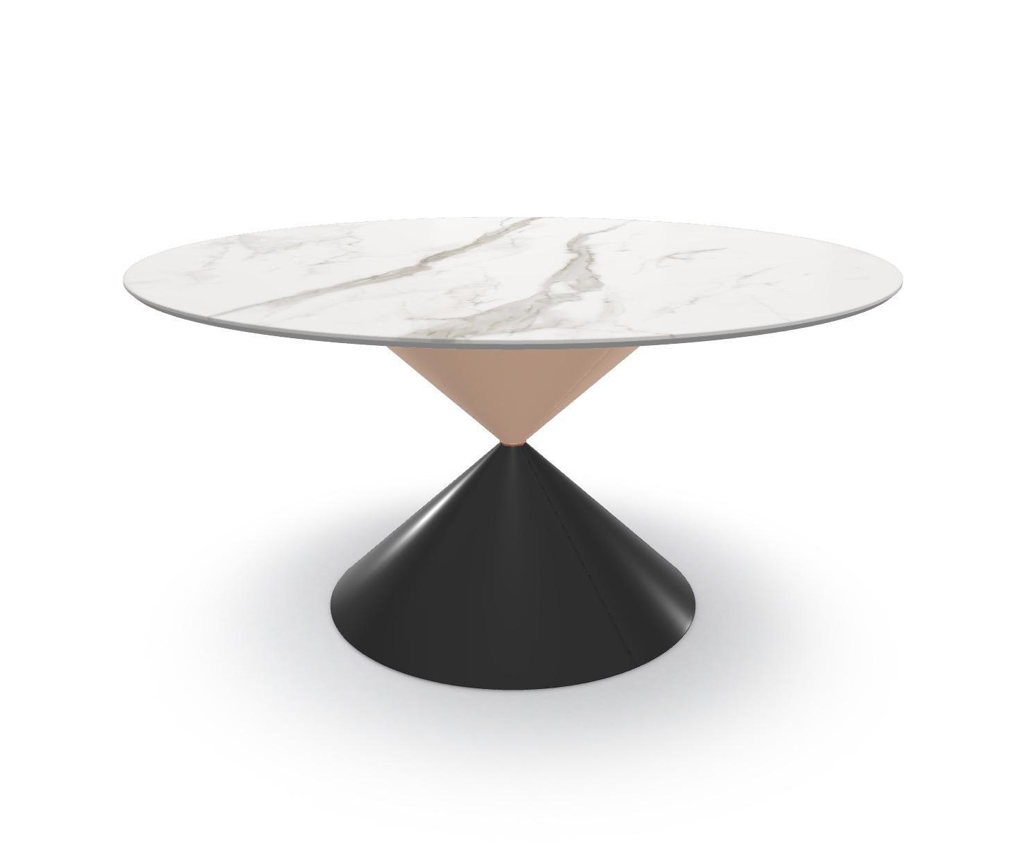 Стол обеденный Midj Clessidra Crystal Ceramic 120 Calacatta Glossy White (T1960120CG)