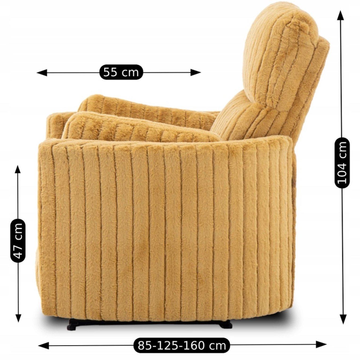 Крісло м'яке Mebel Elite RAUL розкладне з реклайнером Гірчичний (ME.RAUL/CU/SZTR/FW) - фото 2