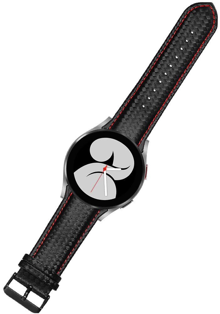 Ремешок кожаный Carbon для Galaxy Watch 4 40 мм Black/Red (22967-44)