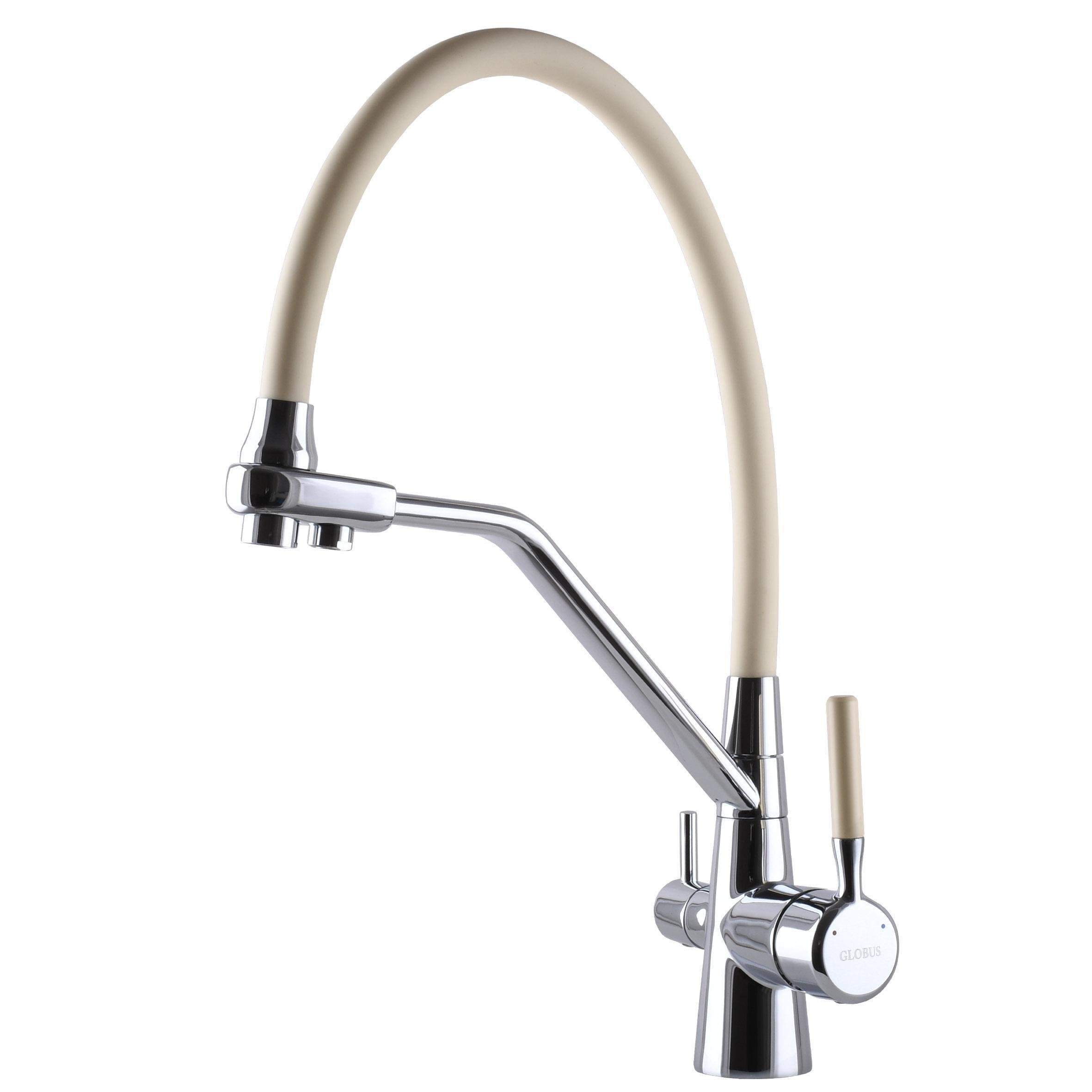 Кран на кухню Globus Lux з підключенням до осмос-фільтру Бежевий (24670)