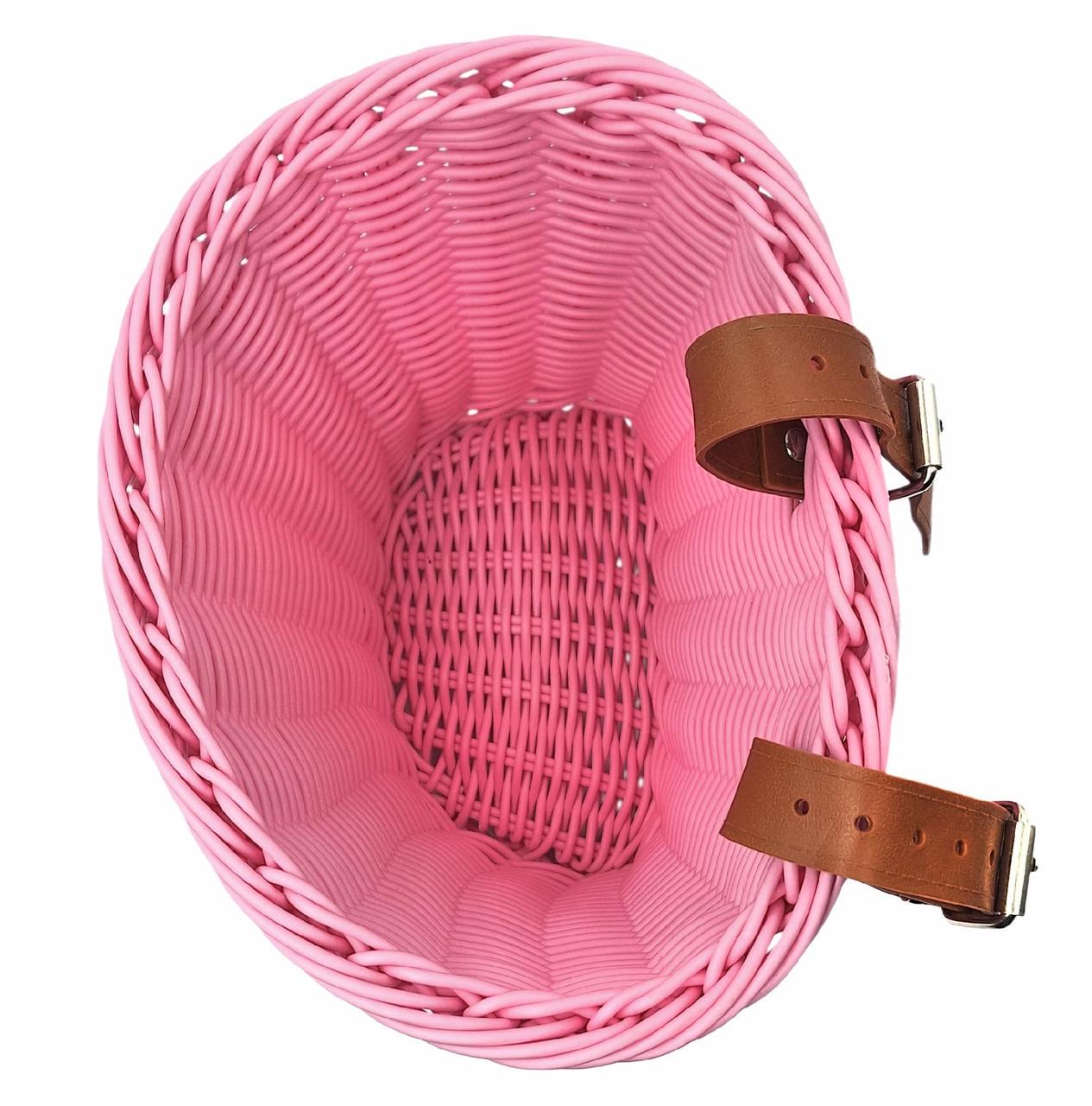 Кошик на дитячий велосипед/самокат плетений ретро 20х16х16 см Рожевий (G0001893) - фото 2 Кошик на дитячий велосипед/самокат плетений ретро 20х16х16 см Рожевий (G0001893) - фото 2