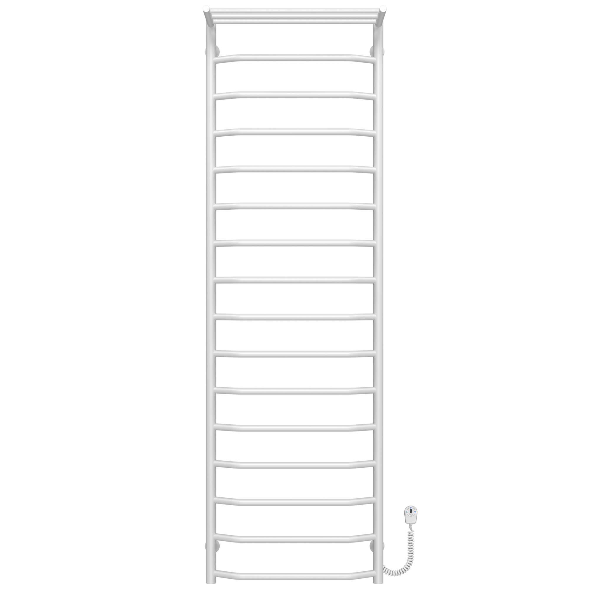 Полотенцесушитель электрический с полкой Deffi Трапеция П16 EF16 правое подключение нержавеющая сталь 500х1700 мм Белый (C.TP.170.50.16.EWR5)