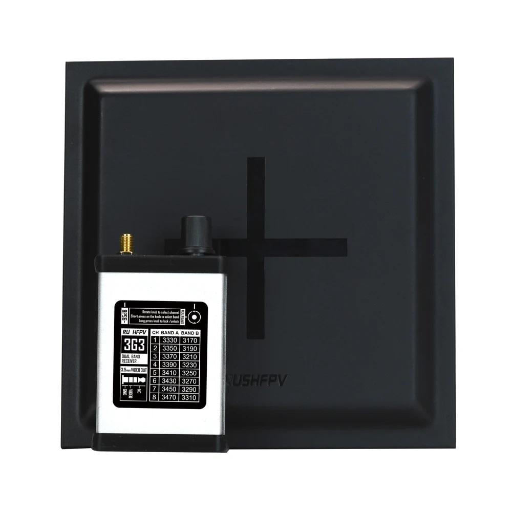 Видеоприемник VRX 3.3G 16CH RUSHFPV 3G3 и панельная направленная антенна для FPV дронов (00-00025152)