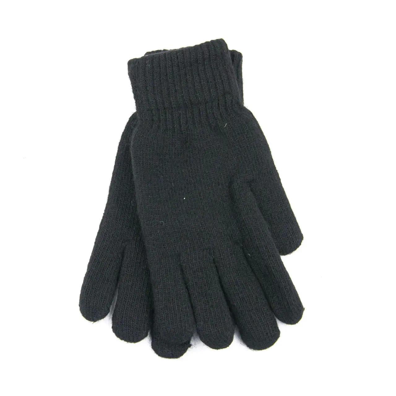 Перчатки мужские двойные вязаные с махровой подкладкой S Черный (23-5-24)