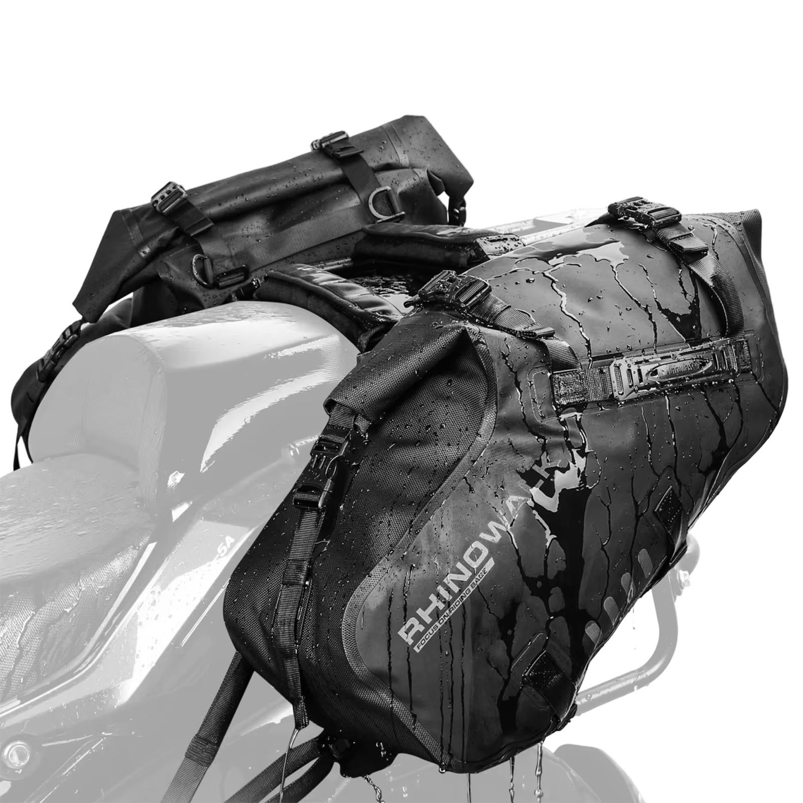 Мотосумка боковая на сиденье Rhinowalk MT14 водостойкие 48 л XL Черный (RWK-MT1448-7410)