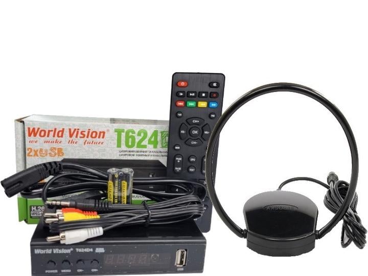 Тюнер World Vision T624D4 IPTV/антена кімнатна з підсилювачем Eurosky ES-008 ОMEGA