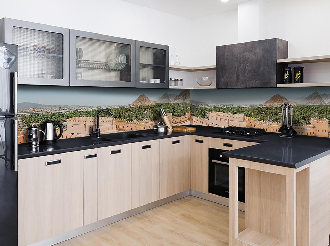 Кухонный фартук Крепость в пустыне из самоклеющейся виниловой пленки 65х250 см Зеленый Кухонный фартук Крепость в пустыне из самоклеющейся виниловой пленки 65х250 см Зеленый