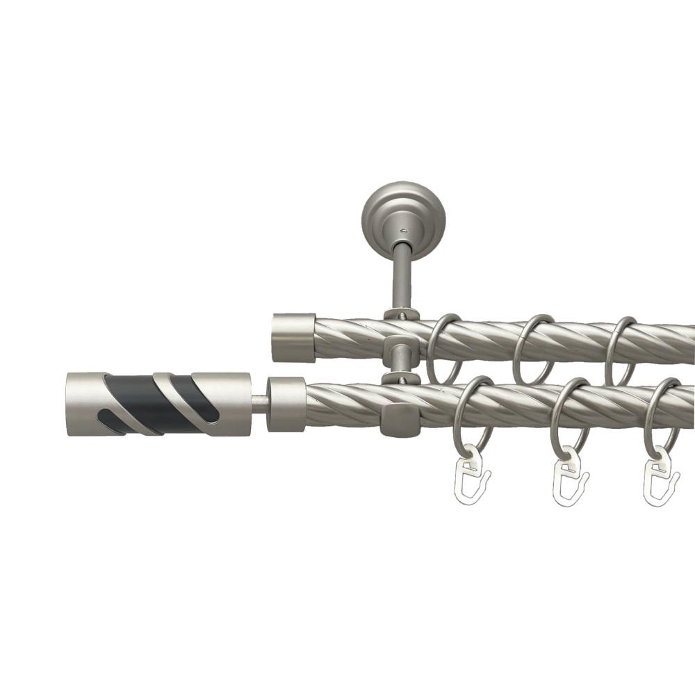 Карниз для штор Orvit Сиена двухрядный крученая 19/19 мм 240 см Сатин (009-1760)