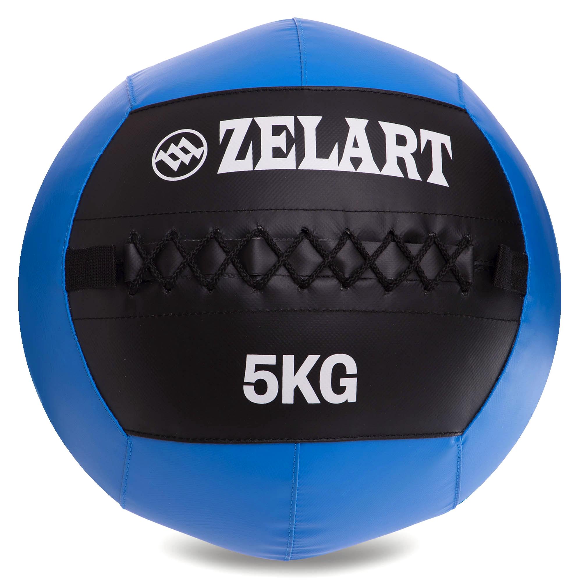 М'яч набивний для кросфіту волбол Zelart WALL BALL FI-5168-5 5 кг Чорний/Синій (DR003545)