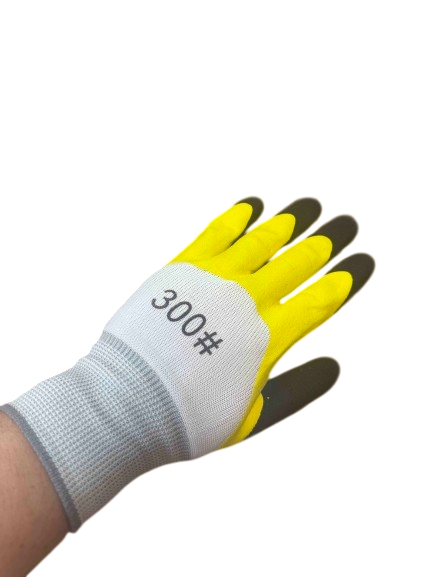 Перчатки пена двойной облив S-93 12 пар./уп. Желто-черный