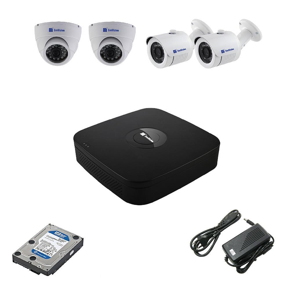 Комплект видеонаблюдения EvoVizion 2DOME-2OUT-100-LITE на 4 камеры HDD 2 Тб