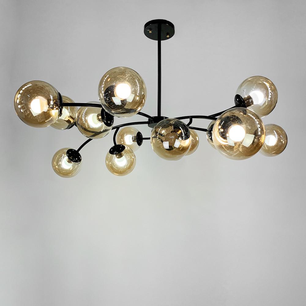 Люстра с поворотными веточками на 15 янтарных плафонов Черный (K 21/15 BK+AM) - фото 2 Люстра с поворотными веточками на 15 янтарных плафонов Черный (K 21/15 BK+AM) - фото 2