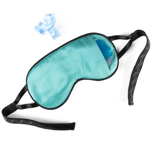 Маска для сну шовкова Чумацький Шлях з нековзкою резинкою та охолоджуючим гелевим вкладишем Бірюзовий (1094-02t)