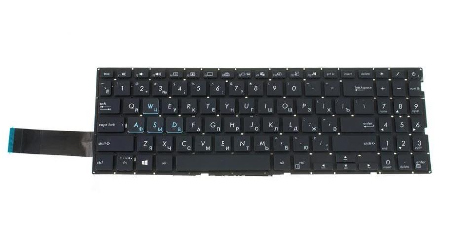 Клавиатура для ноутбука Asus X571 series rus без кадра/подсветки клавиш Black (168413)
