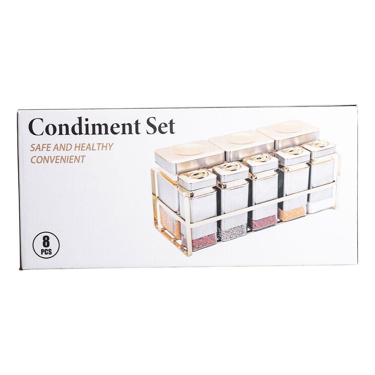 Набір для приправ та спецій на підставці з кришками 8 шт. Сірий (HP-1366) - фото 7