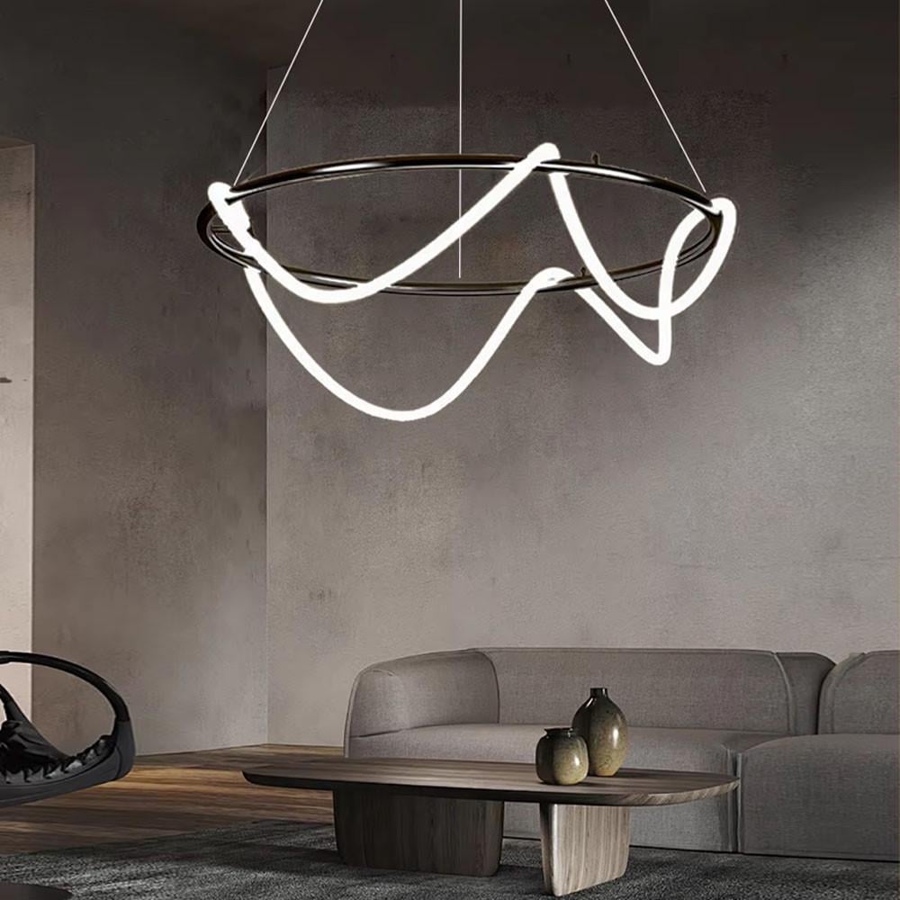 Люстра кольцевая с гибкой Led лентой d 105 см кольцо 80 см Черный (y 410-800 bk) - фото 6