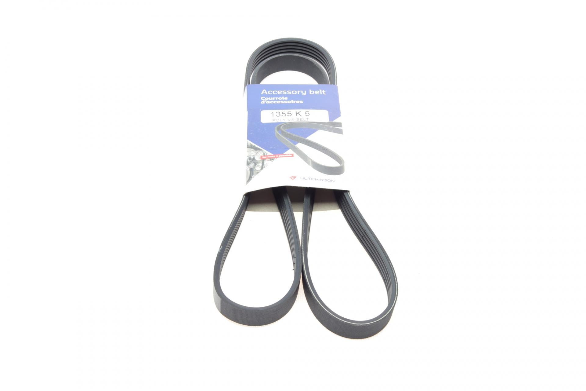 Ремень генератора HUTCHINSON для Opel Astra/Corsa 1.0/1.2/1.4 00-/Suzuki Wagon R 1.0/1.2 04-05 (5PK1355 1355 K 5)