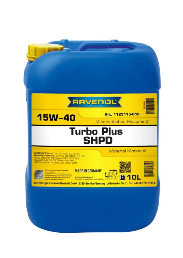 Моторное масло RAVENOL Turbo plus SHPD 15W-40 минеральное 10 л (1123115-010)